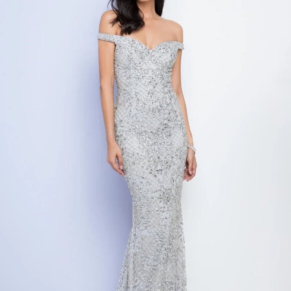 Terani Couture Dresses & Skirts - Terani Couture Nude Off Shoulder Beaded Dress